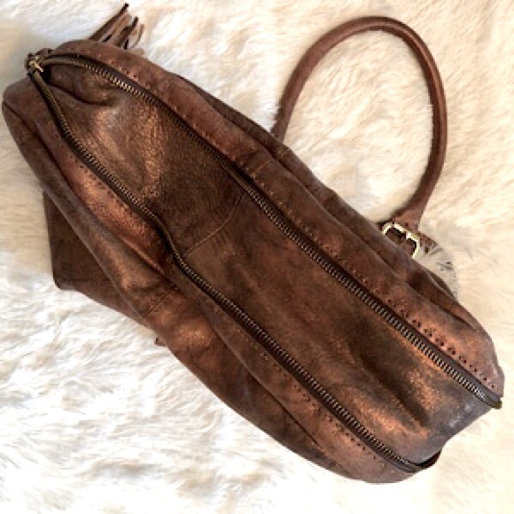 “NEW” Carla Mancini Bronze Shimmer Fold-over Bag - Picture 8 of 13